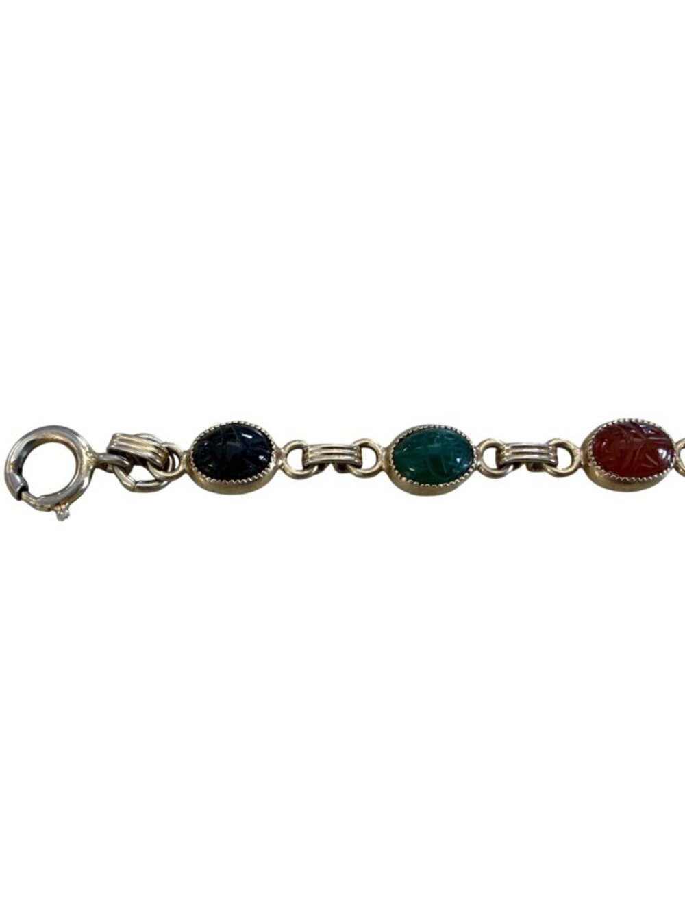 Vintage 1/20 12K Gold-Filled Multi-Stone Scarab Bracelet Engraved Aug 28 1971 9g - Picture 3 of 6